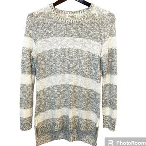 * Pink Rose Knit Sweater Size XL Striped Green Gray White